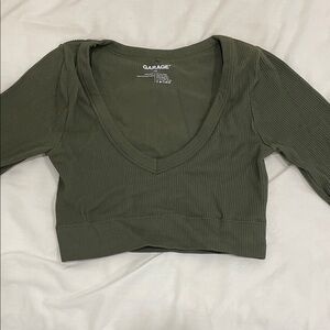 Garage Deep Green Ribbed Crop Top